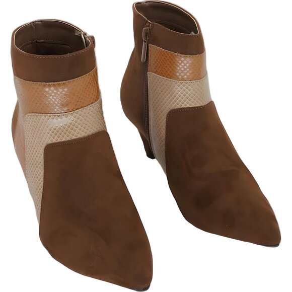 Impo Eila Toffee Multi-Texture Ankle Boots Pointed Toe Women's US 6.5M - Picture 1 of 6